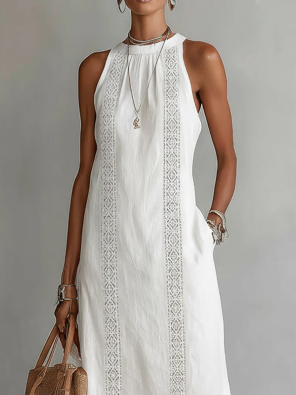 Jimena - Midi-length dress with a mandarin collar