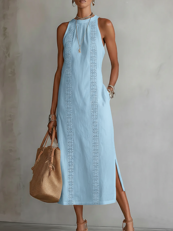 Jimena - Midi-length dress with a mandarin collar