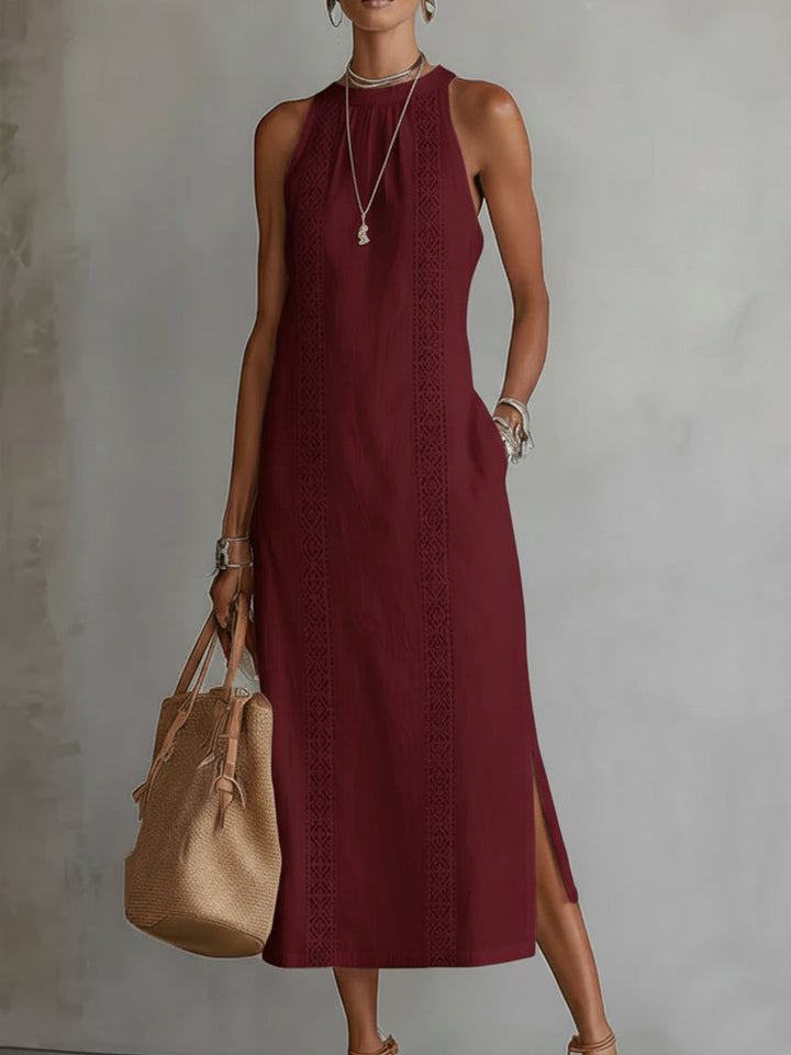 Jimena - Midi-length dress with a mandarin collar